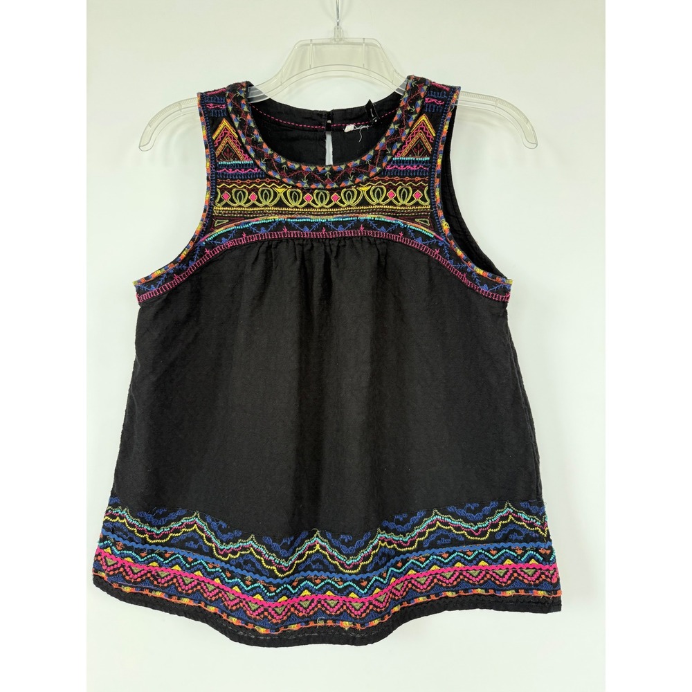 Anthropologie Akemi+Kin Mesa Black Embroidered Top Size 6 Boho Festival Peasant - Picture 2 of 9